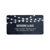 Midnight Blue String Lights Bruiloft Adresetikette Etiket (Voorkant)