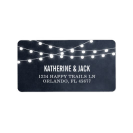 Midnight Blue String Lights Bruiloft Adresetikette Etiket