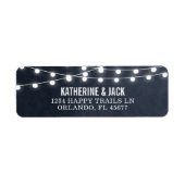 Midnight Blue String Lights Bruiloft Adresetikette Etiket (Voorkant)