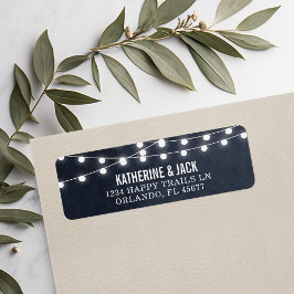 Midnight Blue String Lights Bruiloft Adresetikette Etiket