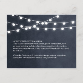 Midnight Blue String Lights Bruiloft invoegen Kaar Informatiekaartje