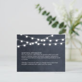 Midnight Blue String Lights Bruiloft invoegen Kaar Informatiekaartje (Staand voorkant)