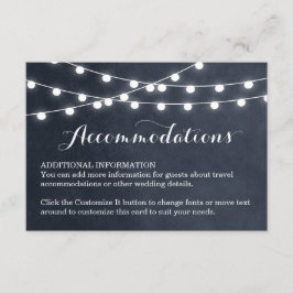 Midnight Blue String Lights Bruiloft invoegen Kaar Informatiekaartje