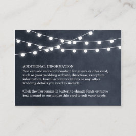 Midnight Blue String Lights Bruiloft invoegen Kaar Informatiekaartje