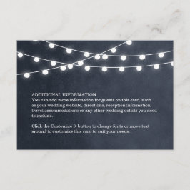 Midnight Blue String Lights Bruiloft invoegen Kaar Informatiekaartje