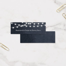 Midnight Blue String Lights Bruiloft invoegen Kaar Mini Visitekaartjes