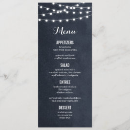 Midnight Blue String Lights Bruiloft Menu Kaart