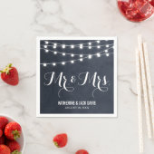 Midnight Blue String Lights Bruiloft Monogram Servetten (Insitu)