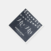 Midnight Blue String Lights Bruiloft Monogram Servetten (Hoek)