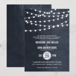 Midnight Blue String Lights bruiloft uitnodiging