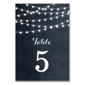 Midnight Blue String Lights Trouwtafel nummers Kaart (Voorkant)
