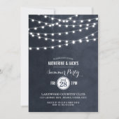 Midnight Blue String Lights Zomerfeest Uitnodigen Kaart (Voorkant)