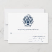 Midnight Blue Swirl Tree Wedding Response Kaart (Voorkant)
