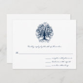 Midnight Blue Swirl Tree Wedding Response Kaart (Voorkant / Achterkant)