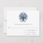 Midnight Blue Swirl Tree Wedding Response Kaart (Voorkant)