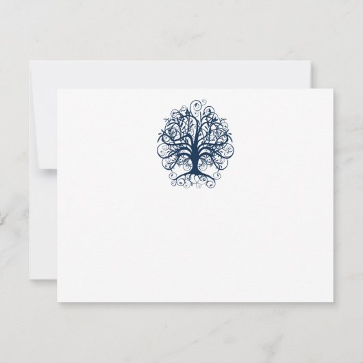 Midnight Blue Swirl Tree Wedding Response Kaart (Achterkant)