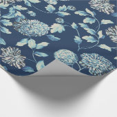 Midnight Blue Tansy Modern  Floral Toile Cadeaupapier (Hoek)