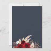Midnight Blue Tropische Rozen bruiloft uitnodiging (Achterkant)