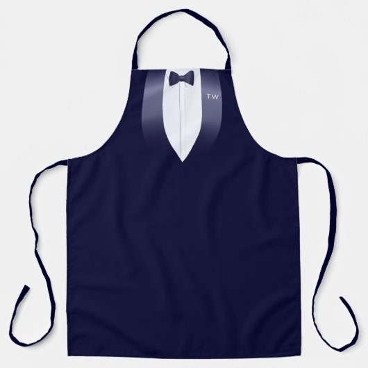 Midnight Blue Tuxedo Bib Waiters Costume Schort (Voorkant)