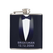 Midnight Blue Tuxedo Bridesman Wedding Flask Heupfles (Voorkant)
