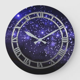 Midnight Blue Twilight Round Wall klok