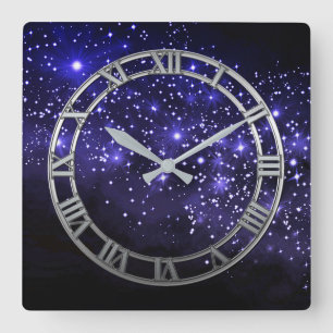 Midnight Blue Twilight Square Wall klok