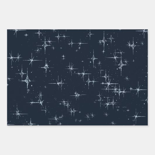Midnight Blue Twinkle Star Inpakpapier Vel (Voorkant 2)