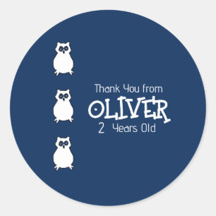 Midnight Blue Uil Verjaardagsfeestje Ronde Sticker
