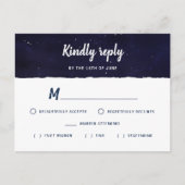 Midnight Blue Waterverf Galaxy Wedding RSVP Uitnodiging Briefkaart (Voorkant)