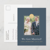 Midnight Blue Wedding Aankondiging Foto Briefkaart (Voorkant / Achterkant)
