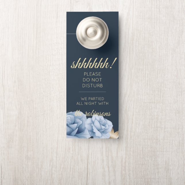 Midnight blue Welkom / Niet storen deur hanger (Op knop)