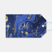 Midnight Blue White Agate Marble Abstract Cadeaulabel (Voorkant (Horizontaal))
