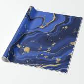 Midnight Blue White Agate Marble Abstract Cadeaupapier (Uitgerold)