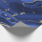 Midnight Blue White Agate Marble Abstract Cadeaupapier (Hoek)