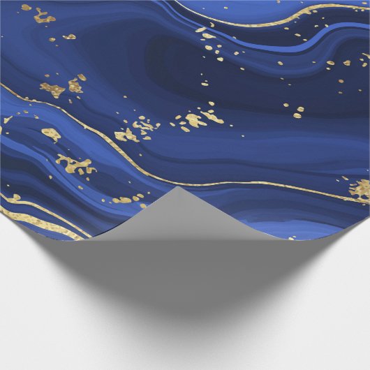 Midnight Blue White Agate Marble Abstract Cadeaupapier (Hoek)