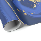 Midnight Blue White Agate Marble Abstract Cadeaupapier (Rol Hoek)