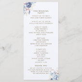 Midnight Blue & White Floral Elegance Programmakaart (Achterkant)