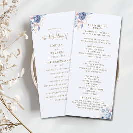 Midnight Blue & White Floral Elegance Programmakaart