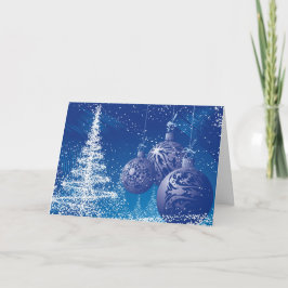 Midnight Blue & White Kerstversiering & Bomen Feestdagen Kaart