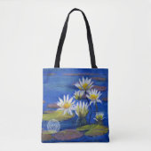 Midnight Blue, White Lily Flowers Tas Design (Voorkant)