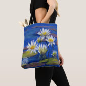 Midnight Blue, White Lily Flowers Tas Design (Dichtbij)