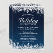 Midnight Blue White Snowflakes Holiday Celebration Kaart (Voorkant / Achterkant)