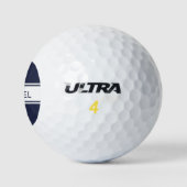 Midnight Blue White Stripes Naam Monogram Golfballen (Logo)