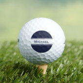 Midnight Blue White Stripes Naam Monogram Golfballen (Insitu Shirt)