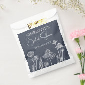 Midnight Blue Wildflower geschetste bloemen Bedankzakje (Gezegeld)