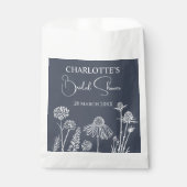 Midnight Blue Wildflower geschetste bloemen Bedankzakje (Voorkant)