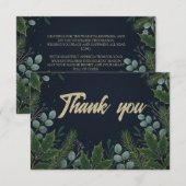 Midnight Blue Winter Foliage Holiday Thank You Bedankkaart (Voorkant / Achterkant)