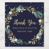 Midnight Blue Winter Wreater Dank je wel! Wijn Etiket (Enkel label)