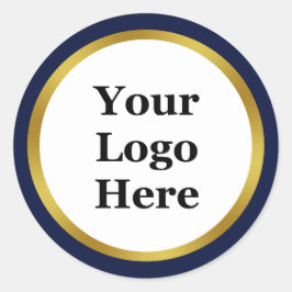 Midnight Blue Wit Goud Uw Logo Hier Sjabloon Ronde Sticker