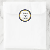Midnight Blue Wit Goud Uw Logo Hier Sjabloon Ronde Sticker (Tas)